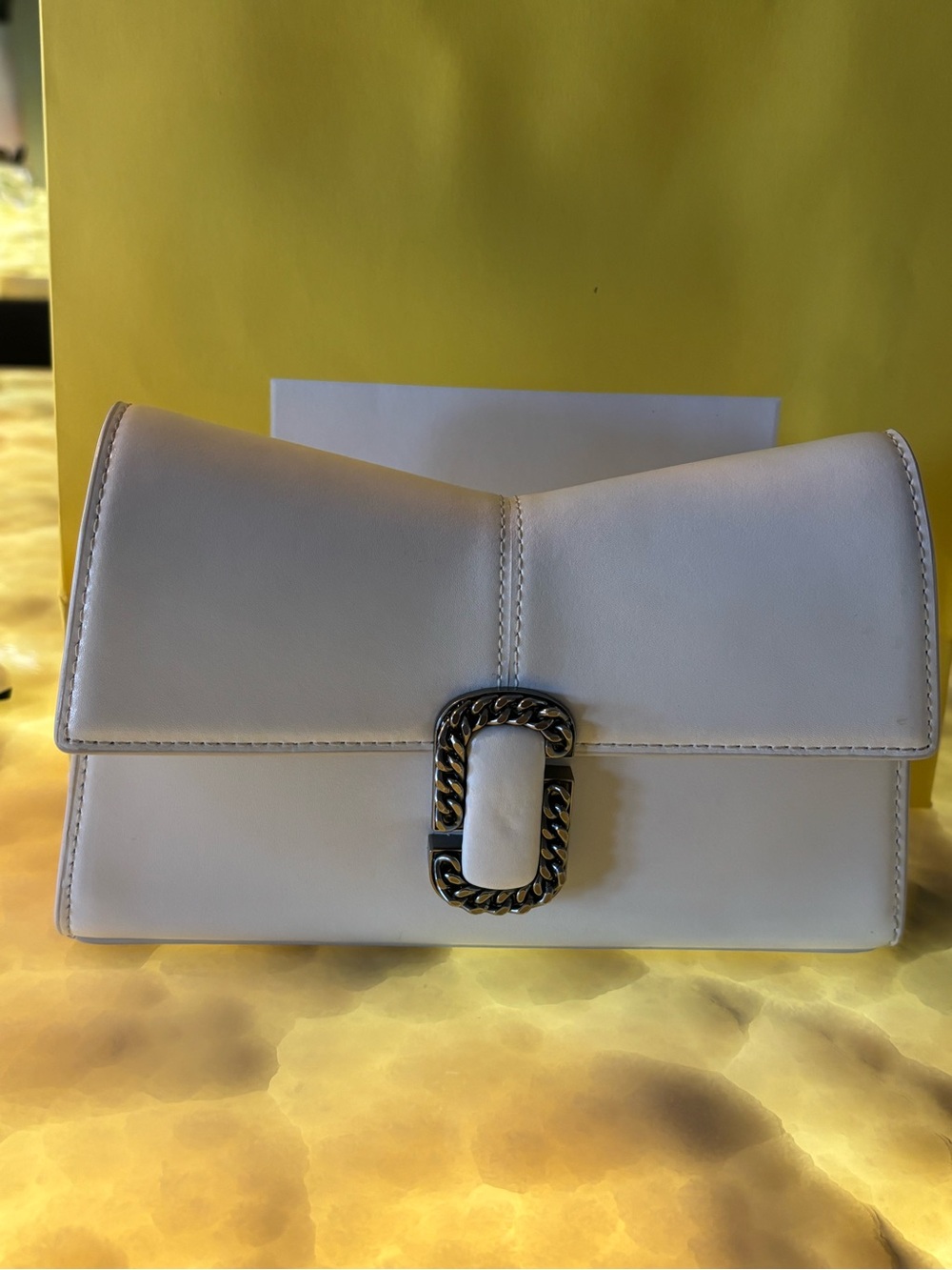 Marc Jacobs White Leather Crossbody chain wallet bag